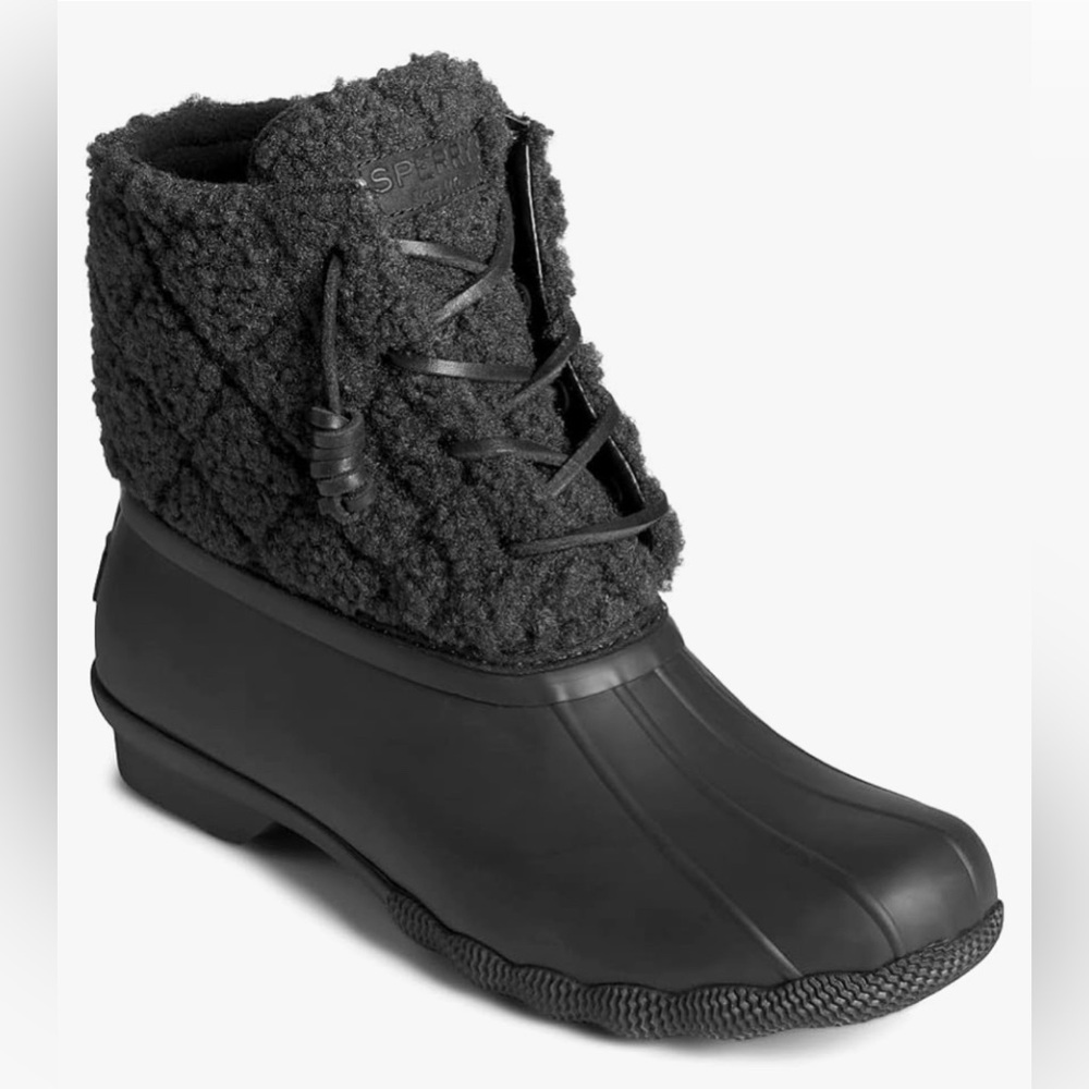 NEW Sperry Top-Sider Saltwater Sherpa Black Duck Boots Women's Size 11 Winter